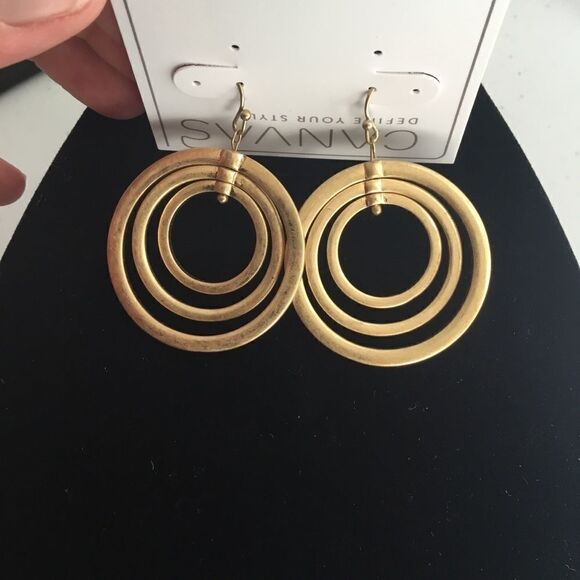 Canvas Multi-Circle Drop Earrings (G1) - Picture 5 of 5
